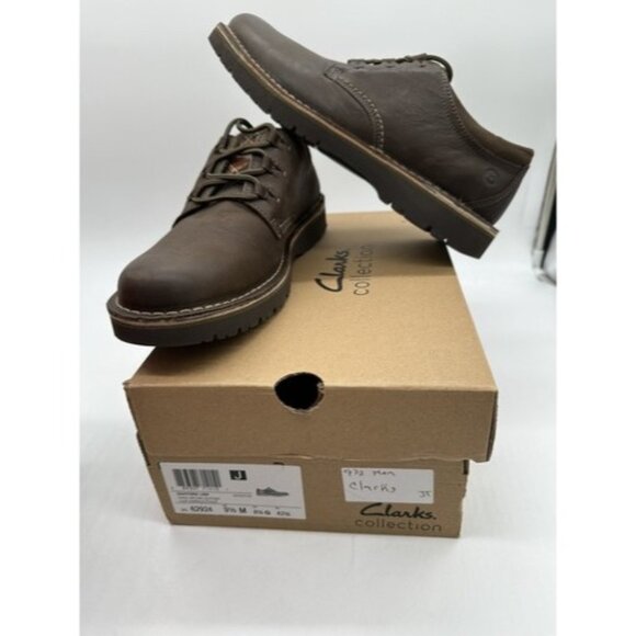 Tried On Clarks O Mens Eastford Low Oxford Shoes Dark Brown SZ 9.5 M - Picture 1 of 12
